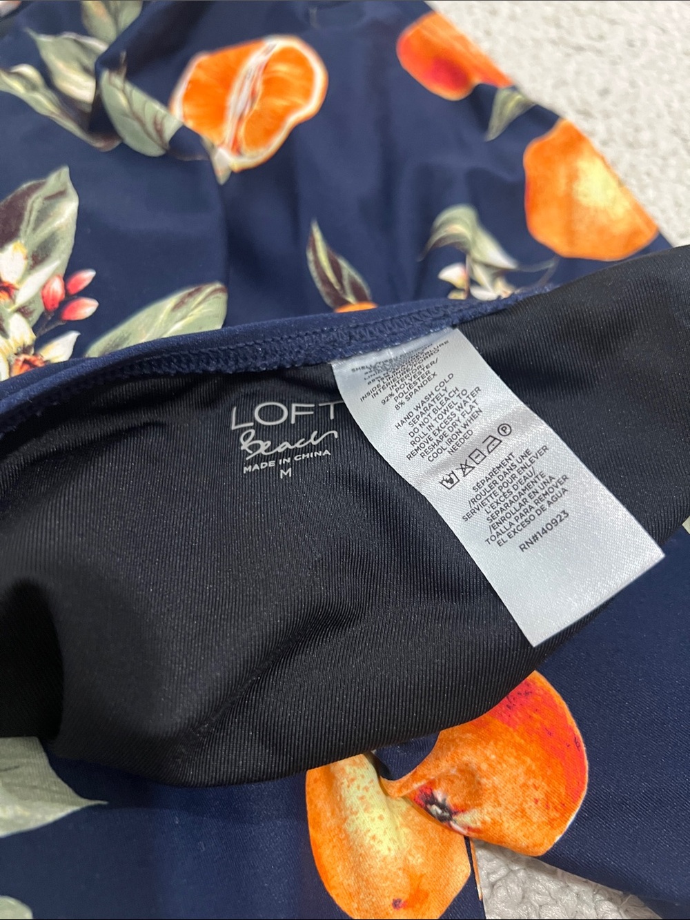 LOFT Navy One-Piece Swimsuit with Orange Fruit Print - Picture 3 of 3